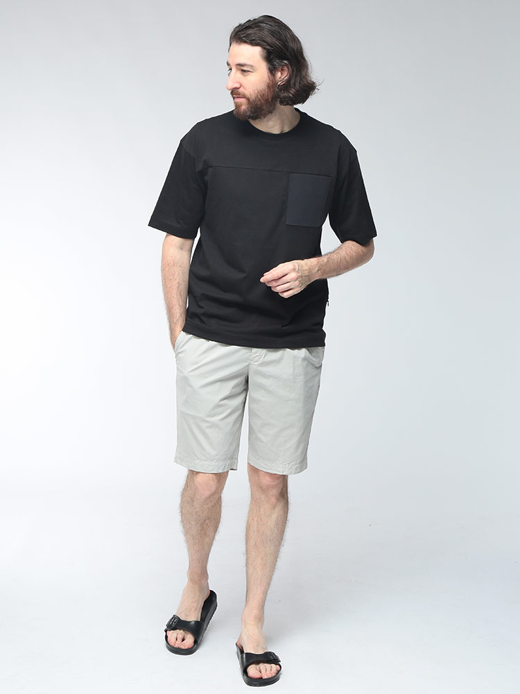 HERNO（ヘルノ） メンズ Tシャツ 半袖 アシンメトリー切替 胸ポケット