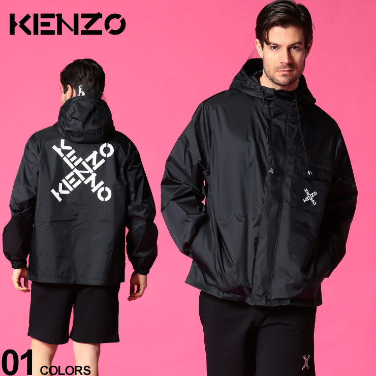 KENZO メンズ ナイロンジャケット ケンゾー フード ロゴ プリント