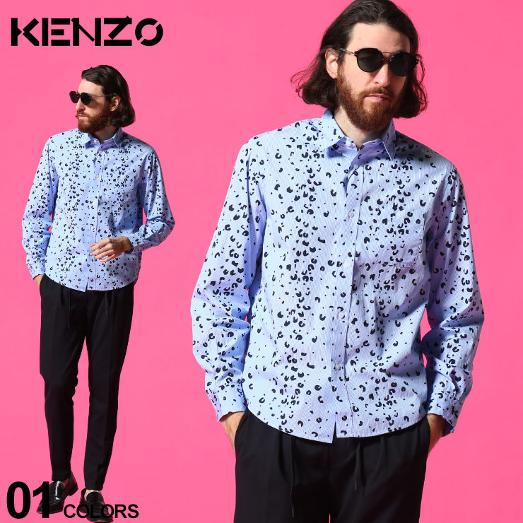 KENZO メンズ シャツ ケンゾー ギンガムチェック レオパード 総柄