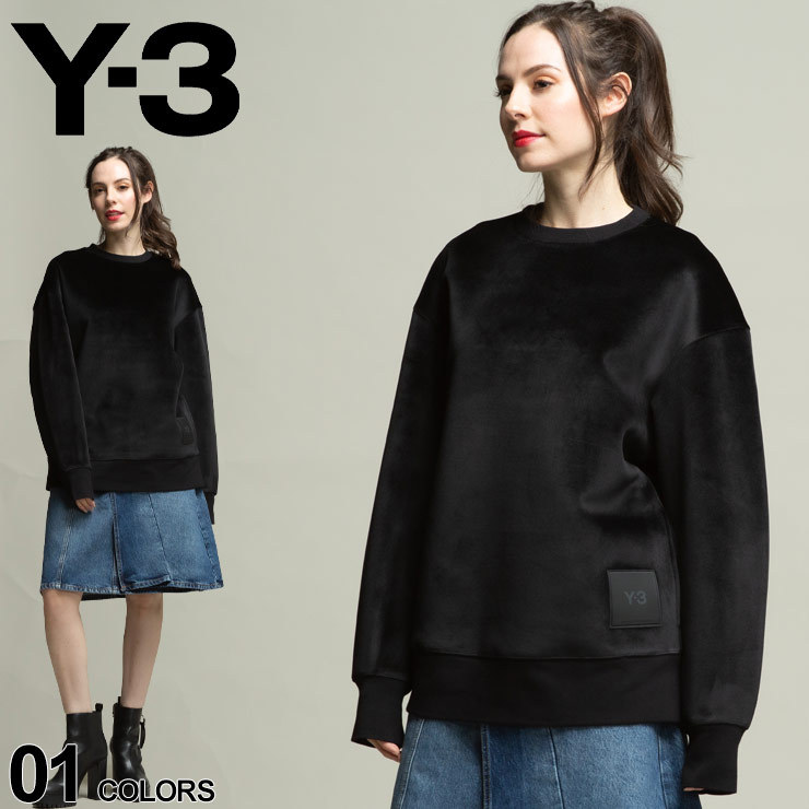 Y-3 ワイスリー スクエアロゴ ベルベット クルーネック トレーナー