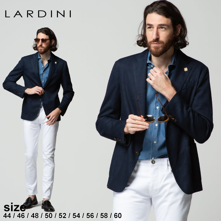 ラルディーニ メンズ ジャケット LARDINI ホップサック 無地 シングル