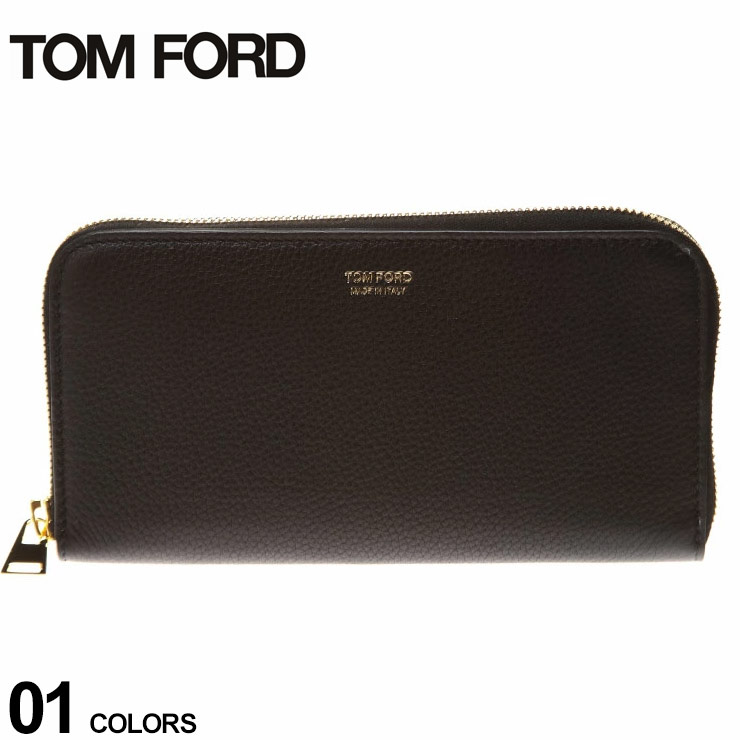 トム フォード メンズ 財布 TOM FORD レザー ロゴ ラウンドジップ