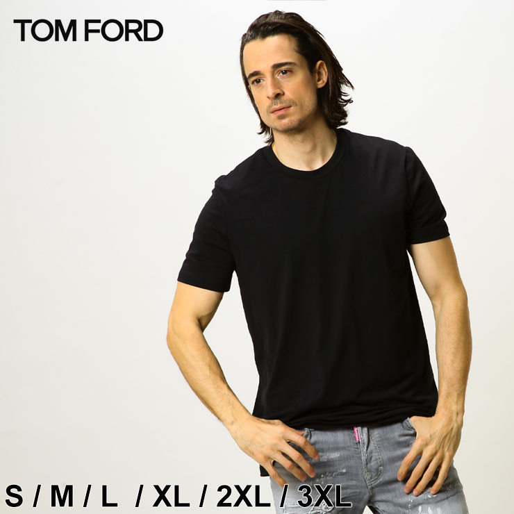 トム フォード メンズ Tシャツ アンダー 半袖 TOM FORD 無地 裾 ロゴ