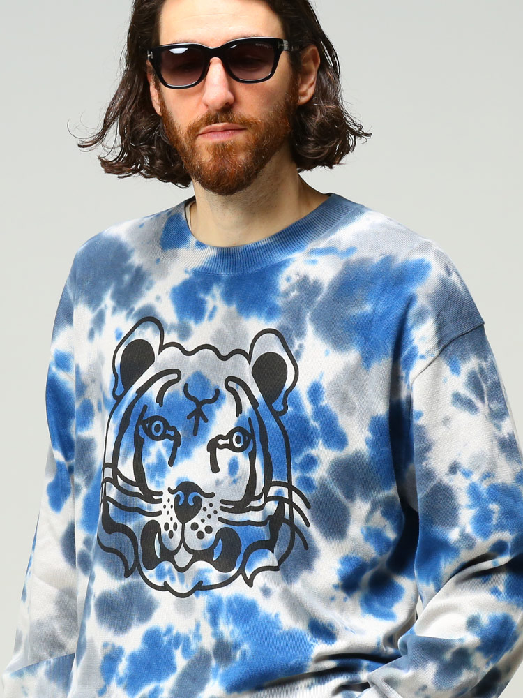 ケンゾー ニット メンズ KENZO サマーニット タイダイ柄 クルーネック