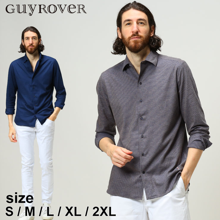 ギローバー シャツ 長袖 GUY ROVER ブランド ジャージー 裾 ワン