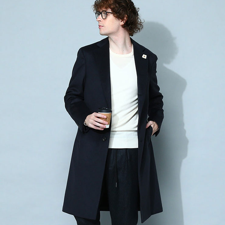 ●未使用●LARDINI・ラルディーニ●カシミヤ混チェスターコート・ハンガー付き ラルディーニ メンズ コート LARDINI ブランド チェスターコート
