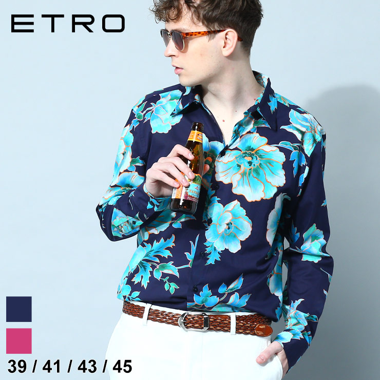 輝い ETRO サイズM エトロ 花柄リネンシャツ 麻100% トップス - www