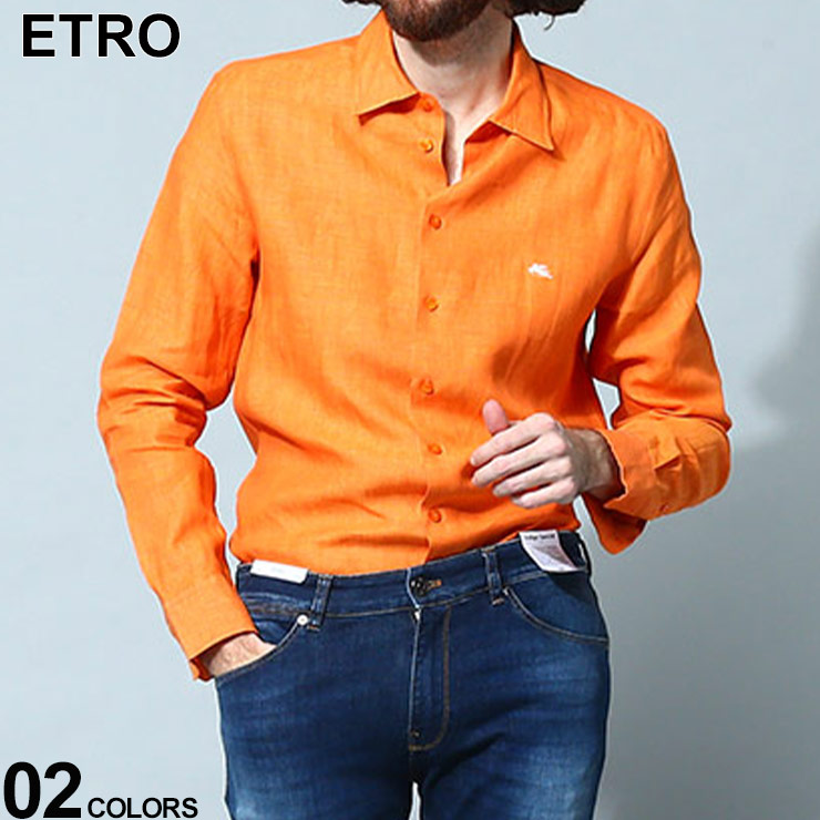エトロ ETRO シャツ リネンシャツ 麻シャツ メンズ 長袖 ブランド シンプル 麻100％ 大きいサイズあり ET231U1K5266102