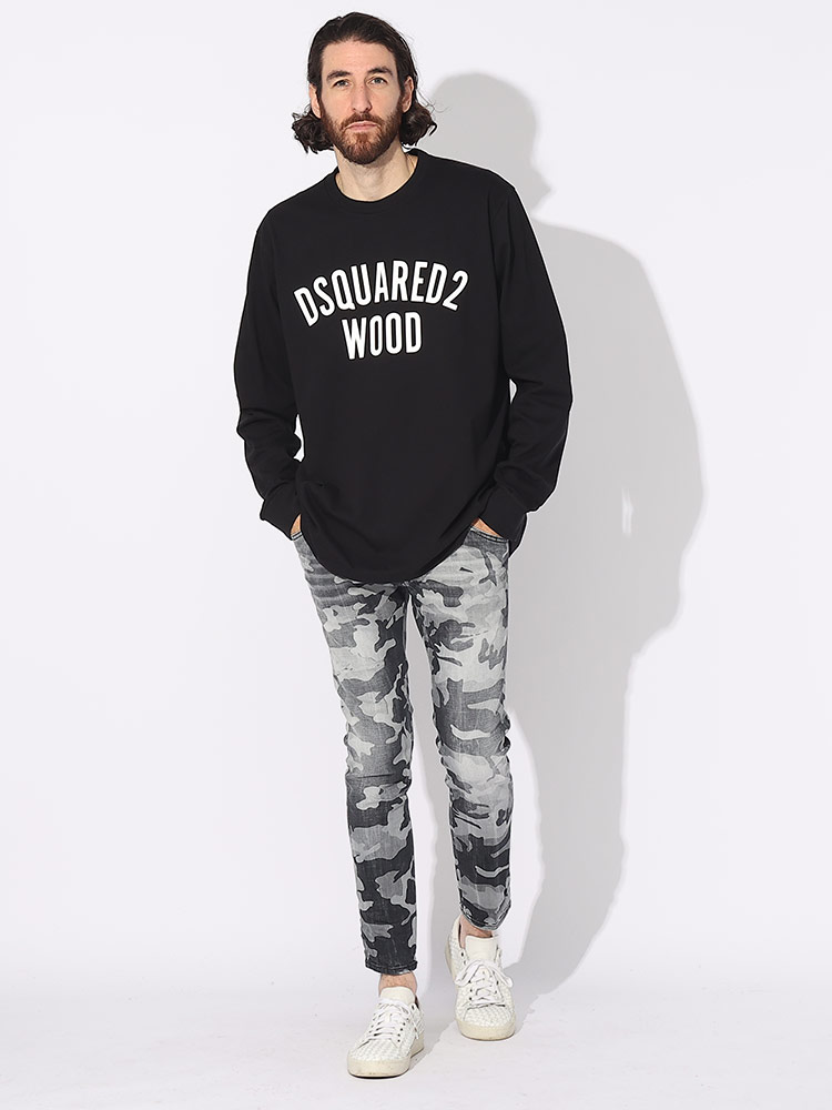 ディースクエアード Tシャツ 長袖 DSQUARED2 メンズ ロンT ロゴ プリント ブランド トップス D2GD1317S20694