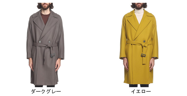 HEVO イーヴォ コート メンズロングコート ダブル ウエスト
