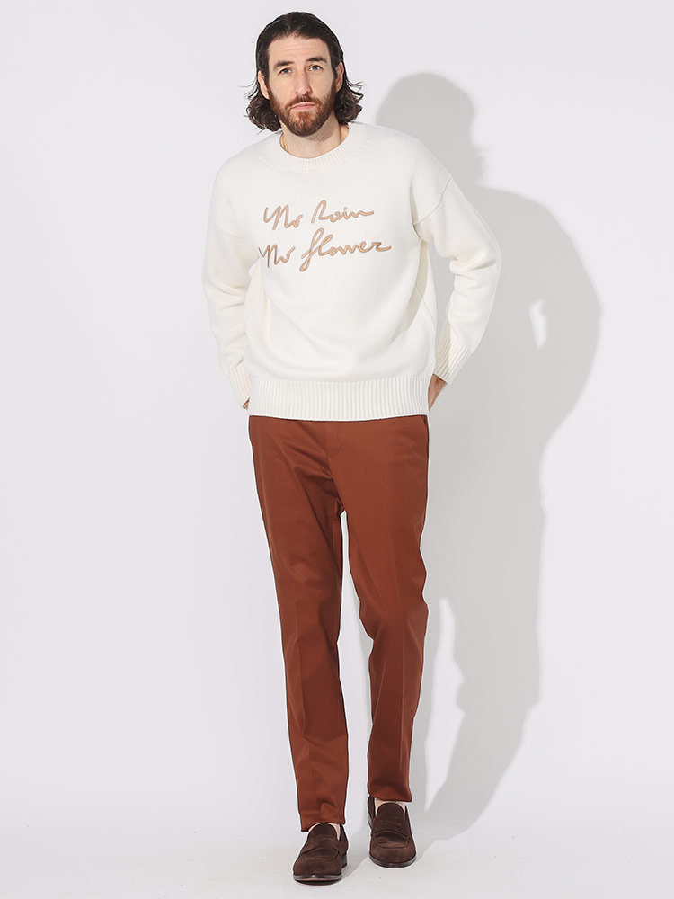 極美品 LARDINI ラルディーニ スウェット 刺繍ロゴ イタリア製 M LARDINI（ラルディーニ） ニット メンズ セーター レタード刺繍 クルー