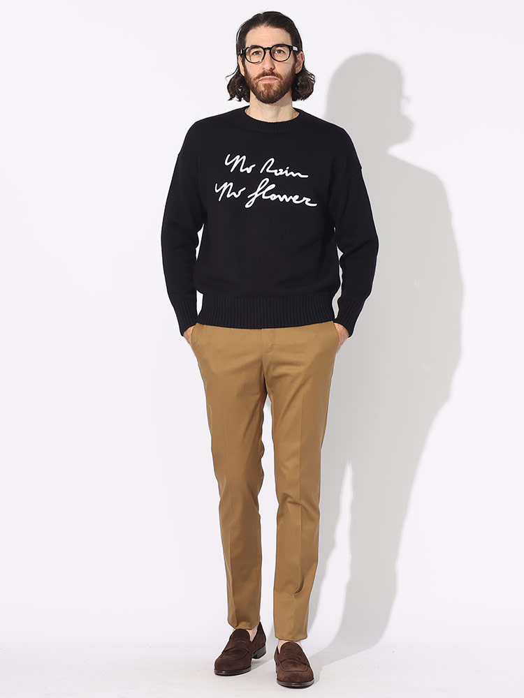 極美品 LARDINI ラルディーニ スウェット 刺繍ロゴ イタリア製 M LARDINI（ラルディーニ） ニット メンズ セーター レタード刺繍 クルー