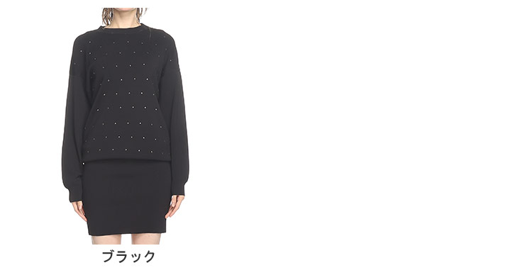 【ARMANI EXCHANGE】フレアワンピース/ニット/ 七分袖/ブラック ARMANI EXCHANGE】フレアワンピース/ニット/ 七分袖/ブラック