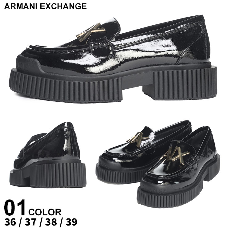 アルマーニ ローファー ARMANI EXCHANGE アルマーニ エクスチェンジ レディース ロゴ ブランド シューズ 靴 厚底  AELXDA002XV741