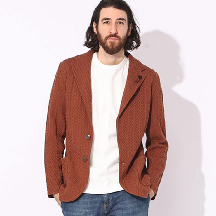 値下げLARDINIラルディーニニット チャコールグレーウール100％（44） LARDINI ラルディーニ ニットジャケット ダブル 金ボタン