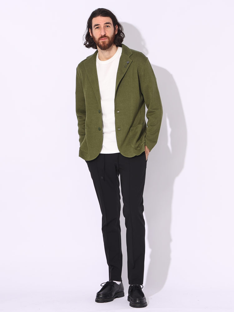 LARDINI 2者混 イタリアンリネンコットンニットジャケット LEON LARDINI 2者混 イタリアンリネンコットンニットジャケット LEON