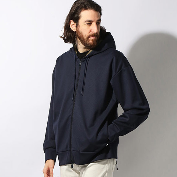 LARDINI/Mサイズ/パーカー ジャージー伸縮 ダブルジップ イタリア製 LARDINI（ラルディーニ） コットンジャージー 無地 フルジップ