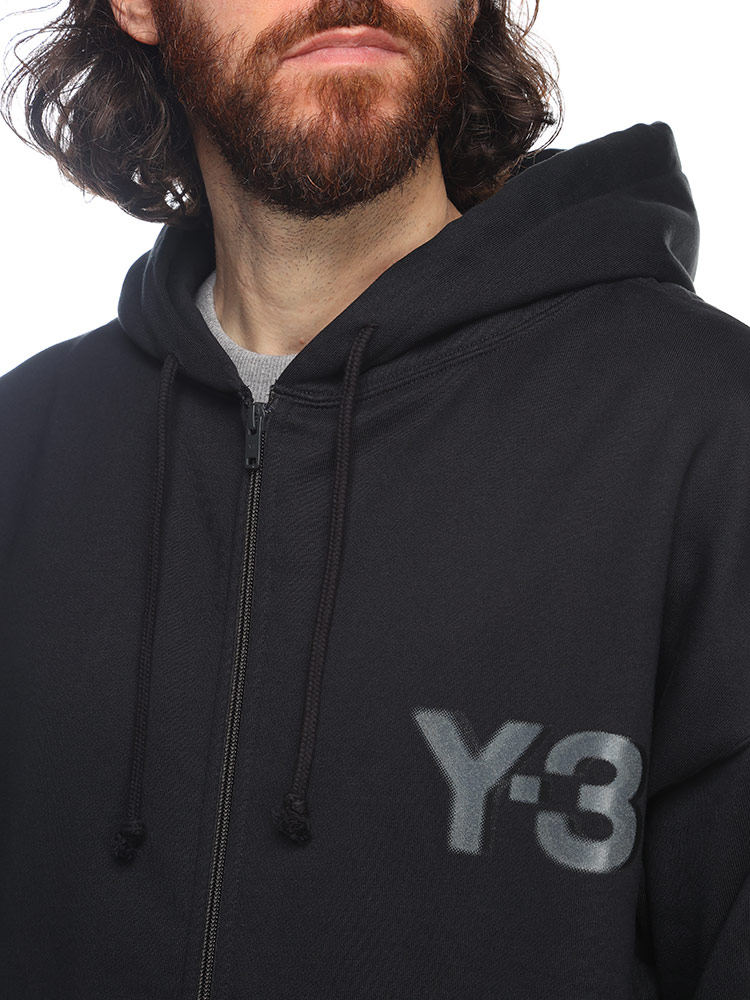 Y-3 ワイスリー 裏起毛 胸ロゴ フルジップ パーカー メンズ LOGO