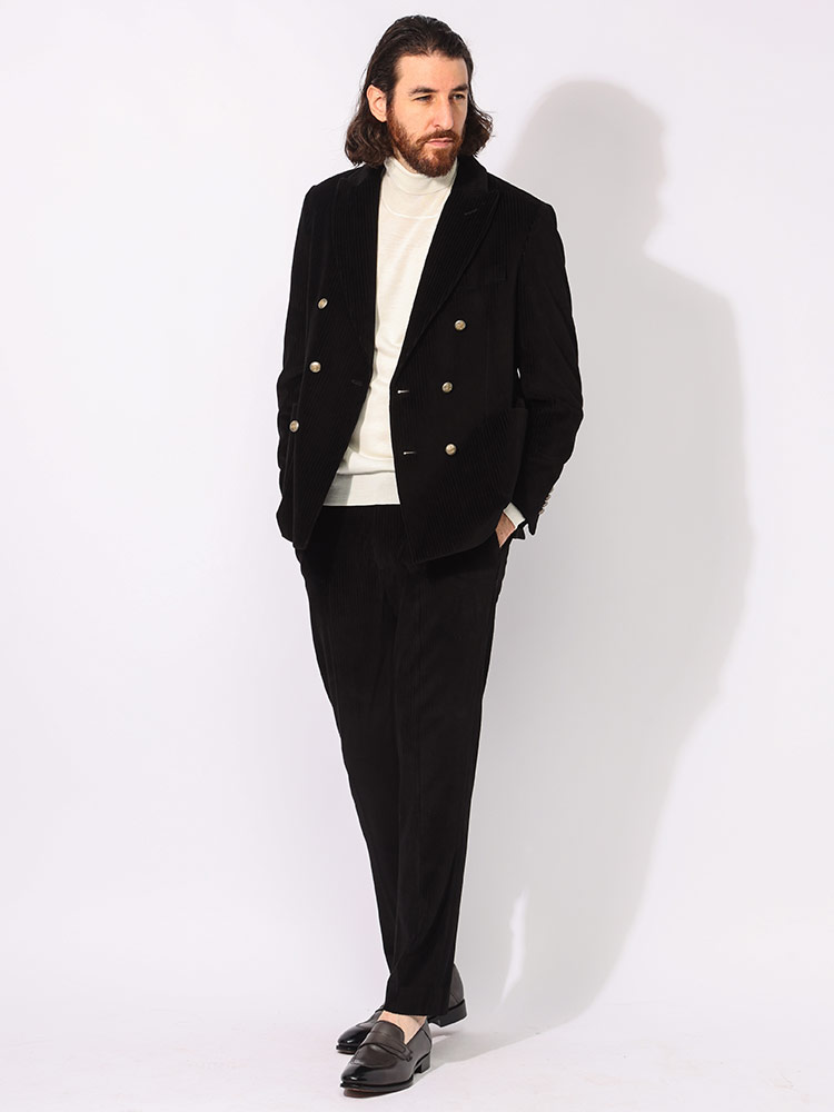 チルコロ ダブル コーデュロイ テーラードジャケット 銀ボタン 48L グリーン チルコロ ダブル コーデュロイ テーラードジャケット 銀ボタン 48L