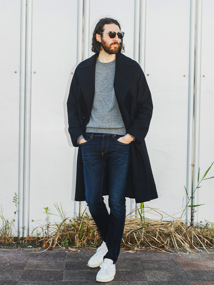 HEVO イーヴォ ウール混 ダブル ロングコート メンズ BRINDISI