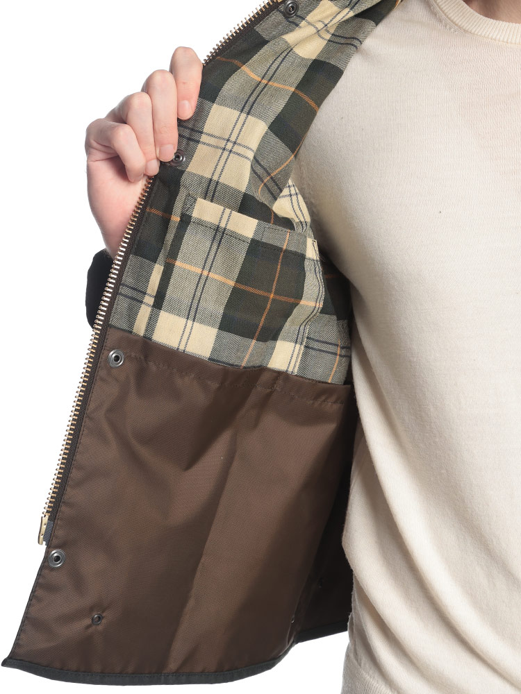 Barbour（バブアー） 襟切替 フルジップ ワックスジャケット メンズ