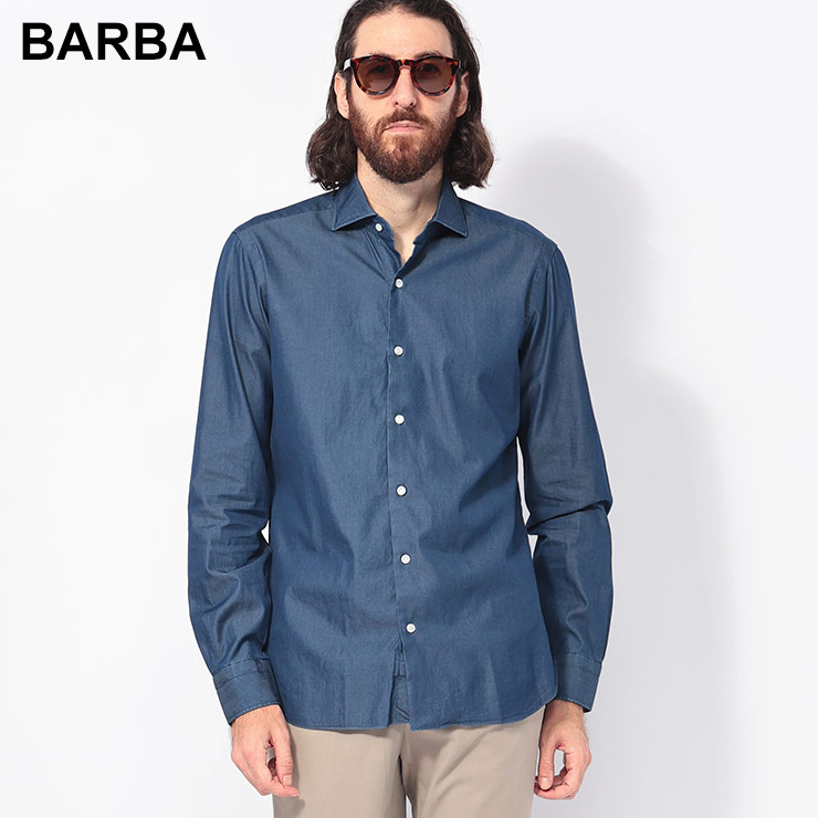BARBA バルバ 長袖 シャツ メンズ コットン デニム BARL1PZ998