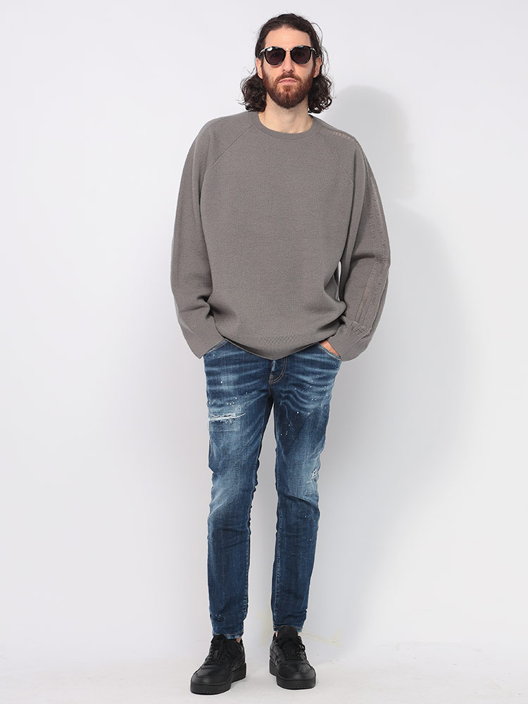 Y-3 ワイスリー 袖ライン リラックスシルエット ウールニット メンズ