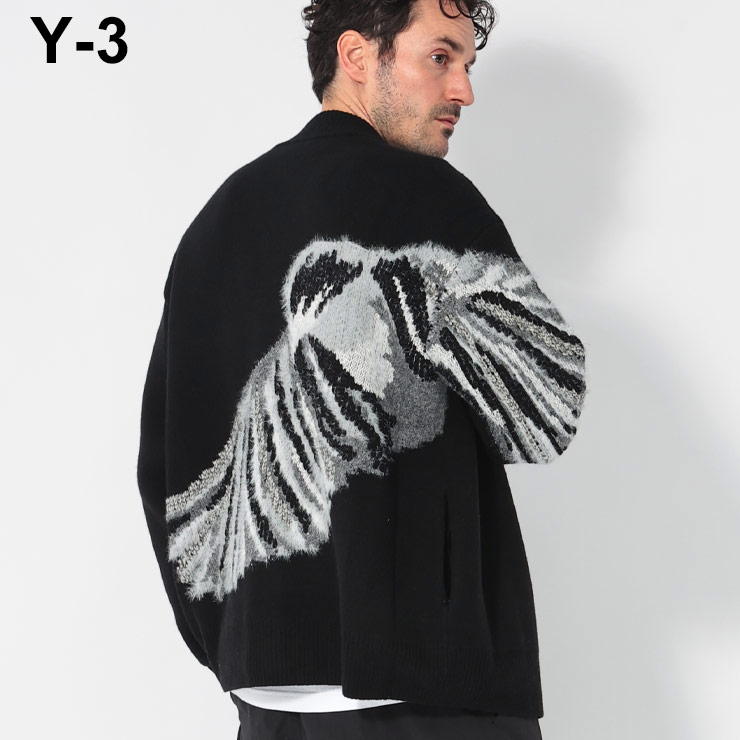 【厚手カーディガン】Y-3 デカロゴ オーバーサイズ ニット 入手困難 XL相当 Y-3 - LOGO KNIT CARDIGAN / ロゴ ニット カーディガン (ブラック