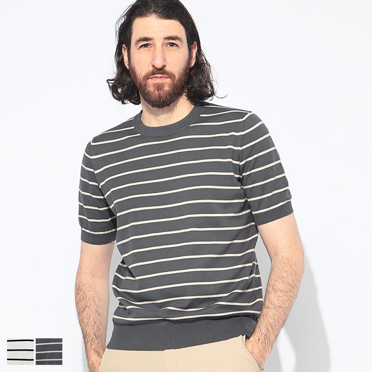 Gran Sasso（グランサッソ） 半袖 ニット Tシャツ メンズ ボーダー