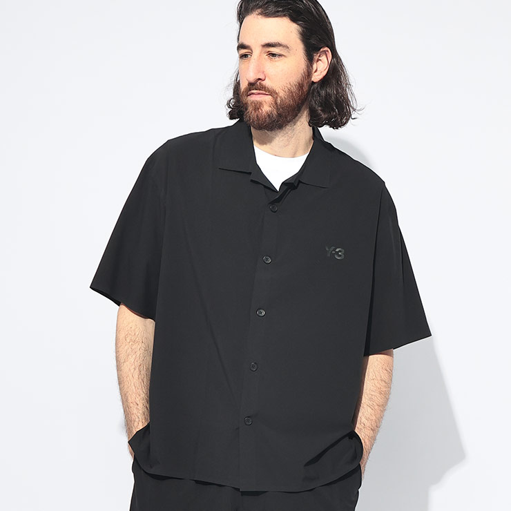 Y-3 ワイスリー 半袖 シャツ メンズ 胸ロゴ オープンカラー LITE WOVN