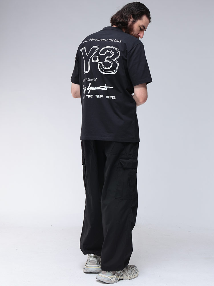 Y-3 / Tシャツ/S/コットン/BLK/2025SS/バックプリント Y-3 ワイスリー メンズ バックロゴプリント クルーネック 半袖 Tシャツ