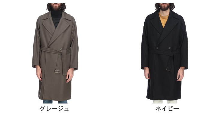 HEVO（イーヴォ） メンズ アウター ベルト付き ダブルブレストコート