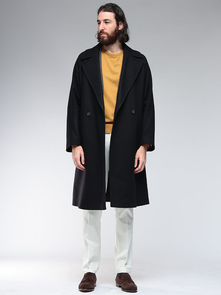 HEVO（イーヴォ） メンズ アウター ベルト付き ダブルブレストコート