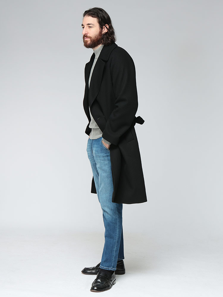 HEVO（イーヴォ） コート アウター メンズ ウエストベルト ダブル