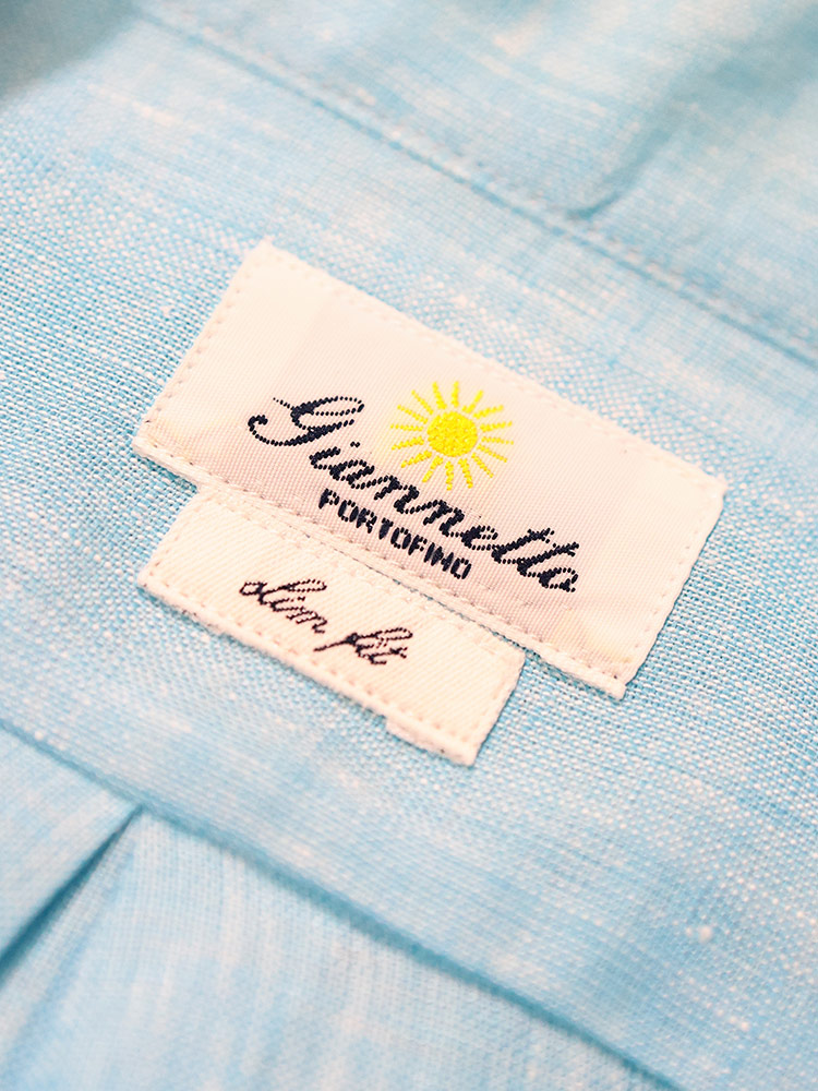 ジャンネット メンズ シャツ 長袖 GIANNETTO リネン100％ 無地 ワン