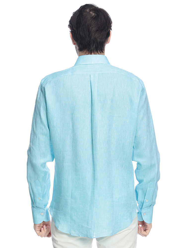 ジャンネット メンズ シャツ 長袖 GIANNETTO リネン100％ 無地 ワン