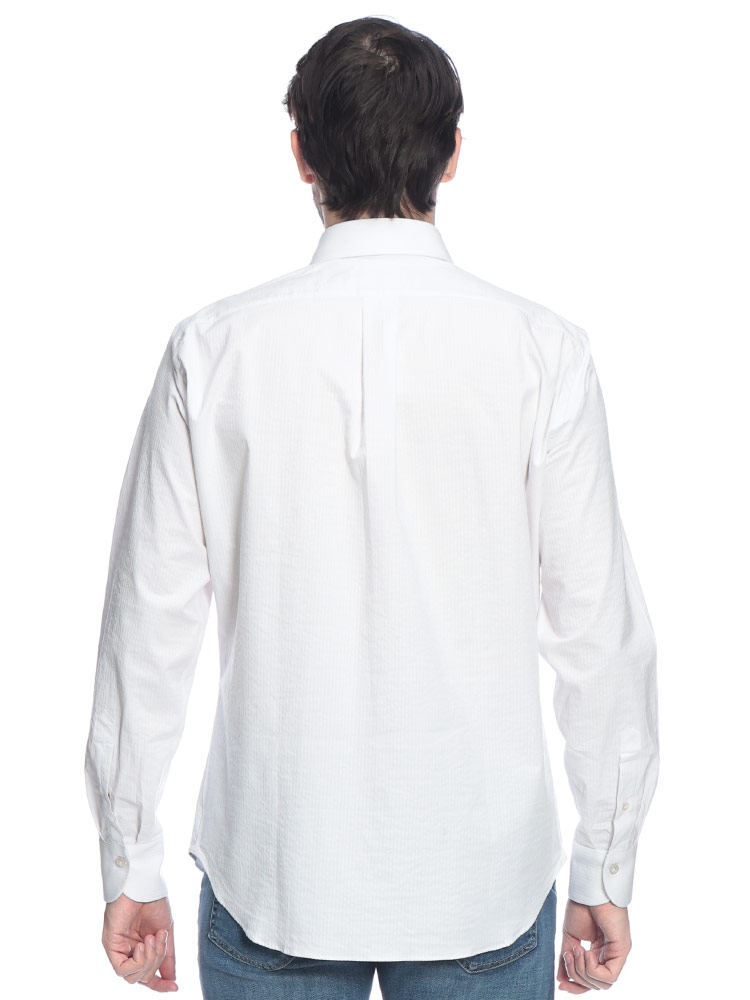 ジャンネット メンズ シャツ 長袖 GIANNETTO シアサッカー 無地 ワン