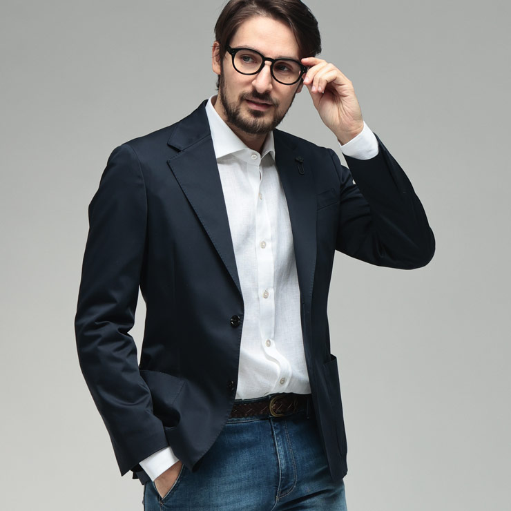 ラルディーニ メンズ ジャケット LARDINI ホップサック シングル