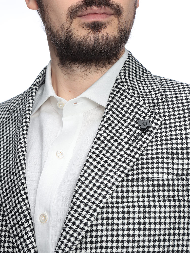 ラルディーニ メンズ ジャケット LARDINI チェック柄 シングル 2ツ釦