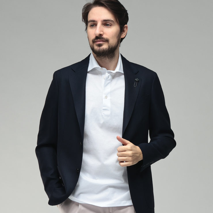ラルディーニ メンズ ジャケット LARDINI コットンサテン シングル 2ツ