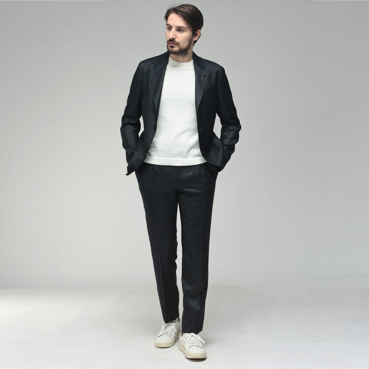 ラルディーニ メンズ スーツ LARDINI デニムルック シャンブレー