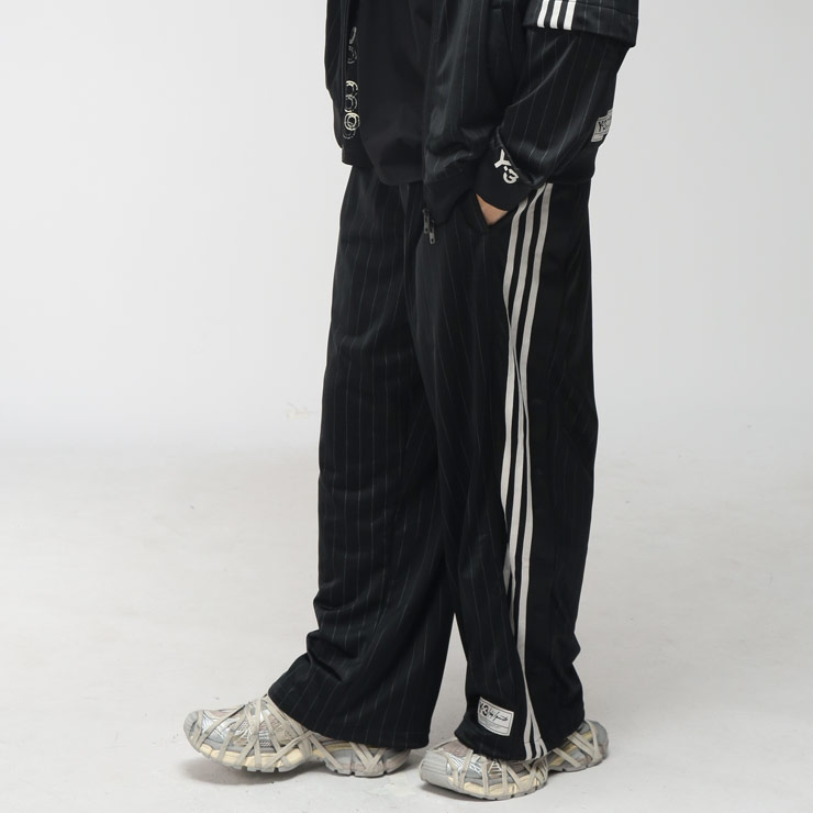 Y-3 ワイスリー メンズ トラックパンツ ストライプ サイド釦スリット