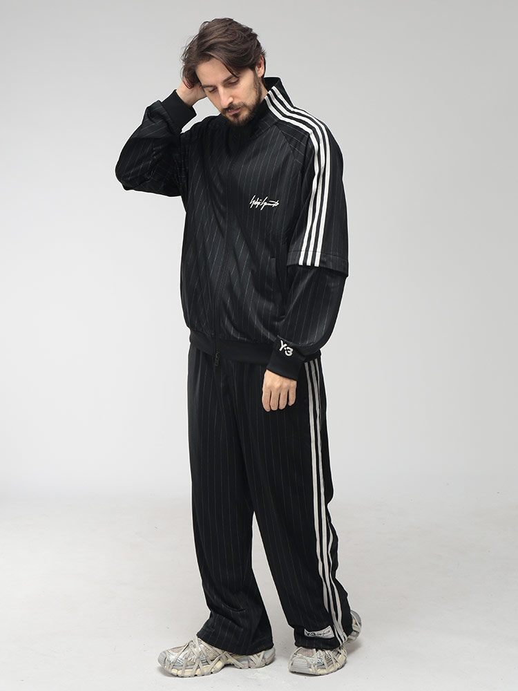 Y-3 ワイスリー メンズ トラックパンツ ストライプ サイド釦スリット