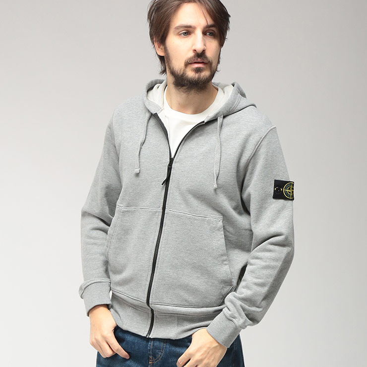 95ss/ストーンアイランド/ストライプ/プルオーバー/ロゴ/2XL/グレー STONE ISLAND（ストーン アイランド） メンズ パーカー 長袖 袖ロゴ