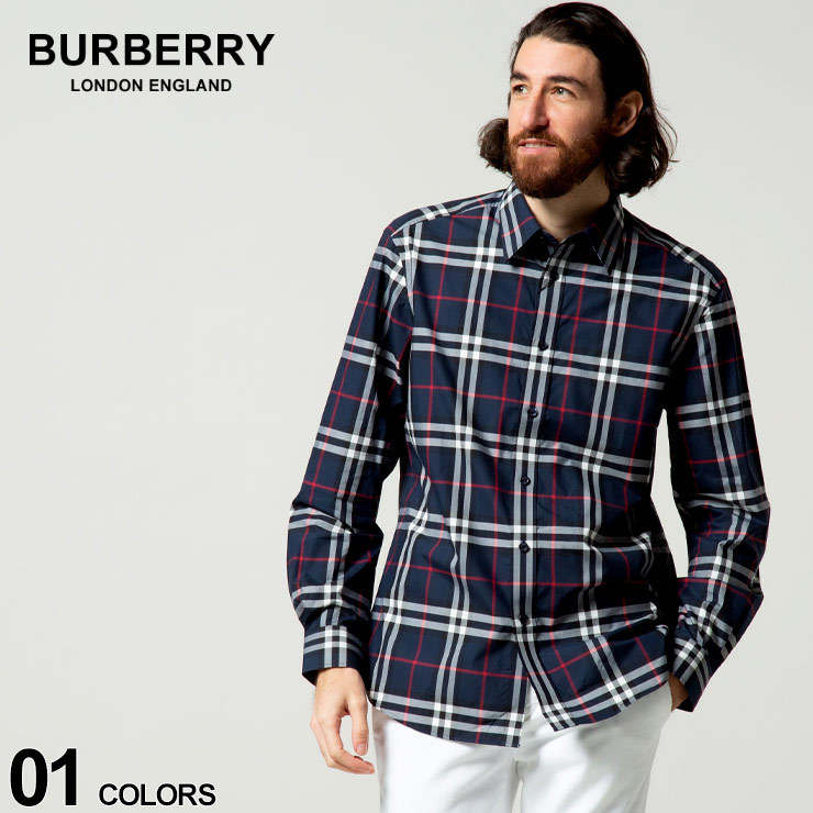 バーバリー シャツ メンズ BURBERRY チェック コットンポプリン