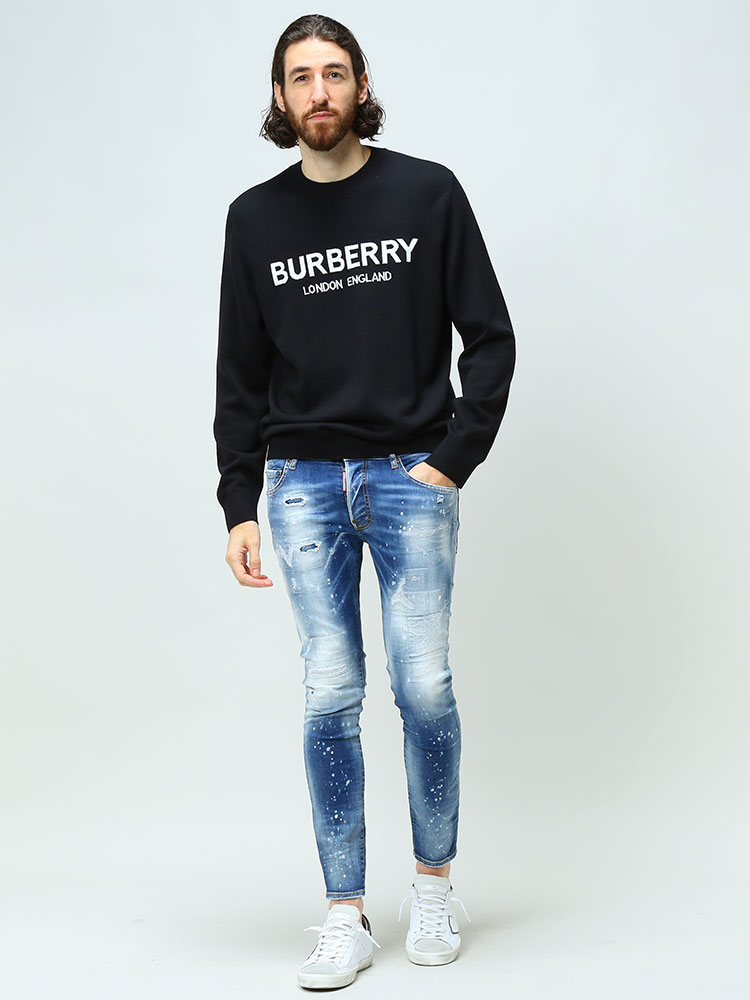 バーバリー セーター BURBERRY ブランド ニット プルオーバー ロゴインターシャ ロゴ ウールブレンド BB8054896 2024_vt