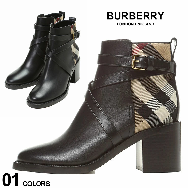 バーバリー レディース ブーツ BURBERRY ブランド ショートブーツ アンクルブーツ シューズ 靴 ハウスチェック ヒール レザー  BBL8056818