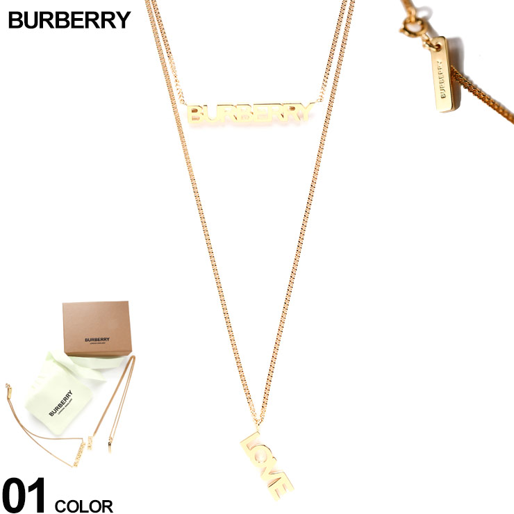 バーバリー BURBERRY ゴールドプレート ロゴ＆ラブ ネックレス アクセ