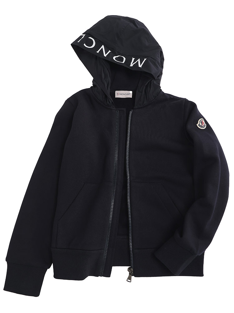 モンクレール MONCLER パーカー ジップパーカー フーディー 裏起毛 キッズ 子供服 トップス ブランド コットン ロゴ ギフト コン 紺 8A  10A MCB8G00036809B3