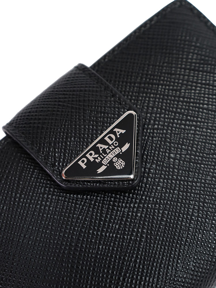 [PRADA] プラダ ロゴ ストラップ カードウォレット ☆送料込☆ 追跡送料込 直営店買付 PRADA レザーストラップ付きカードケース